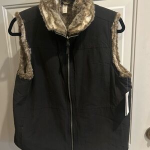 Faux Fur Lined Black Vest